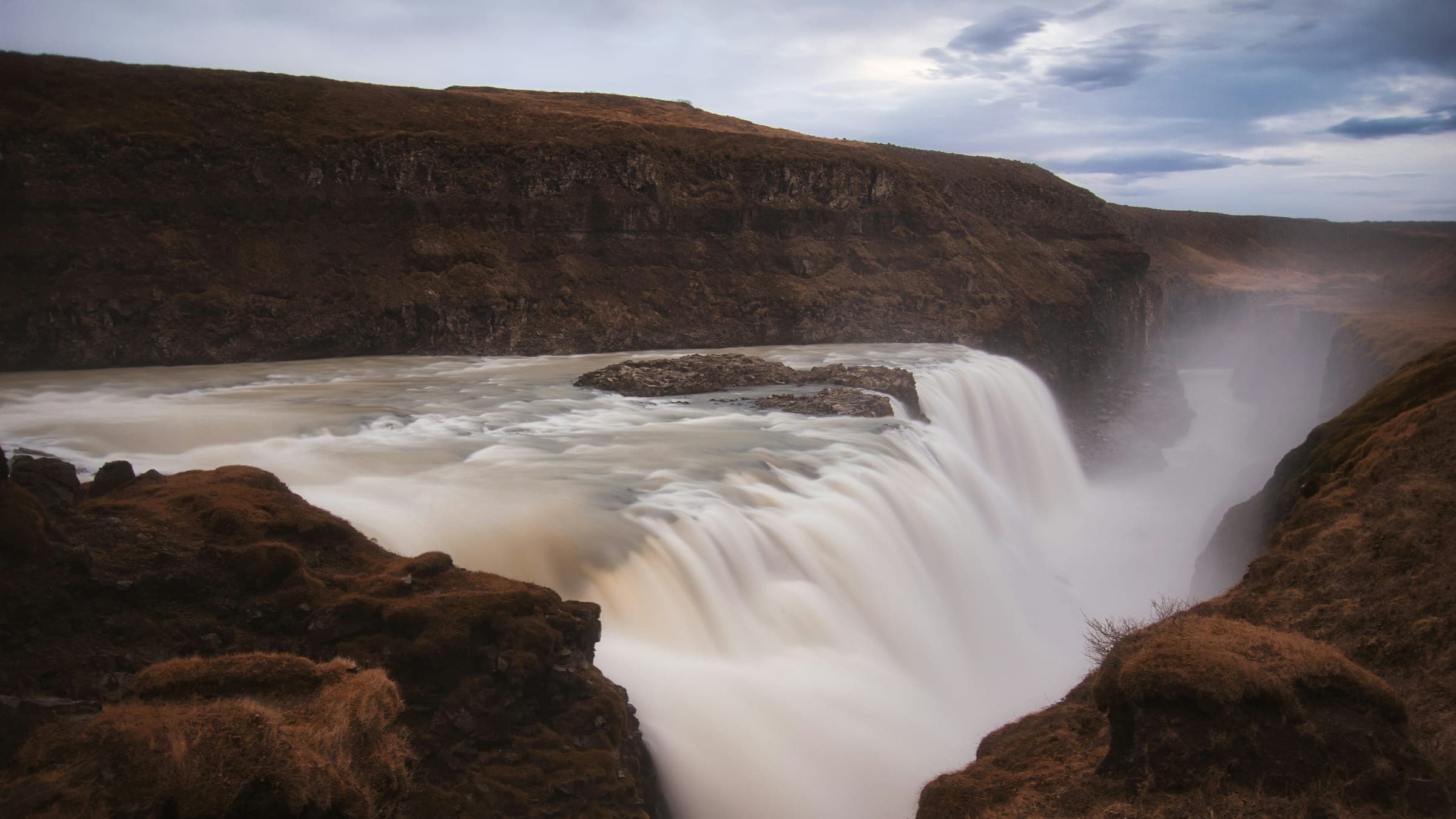 Gullfoss thundering into its canyon